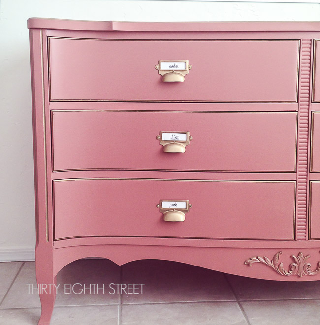 Pink Chalk Painted Card Catalog Dresser - Thirty Eighth Street